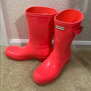 Hunter neon pink rain boots new - Sz 8
